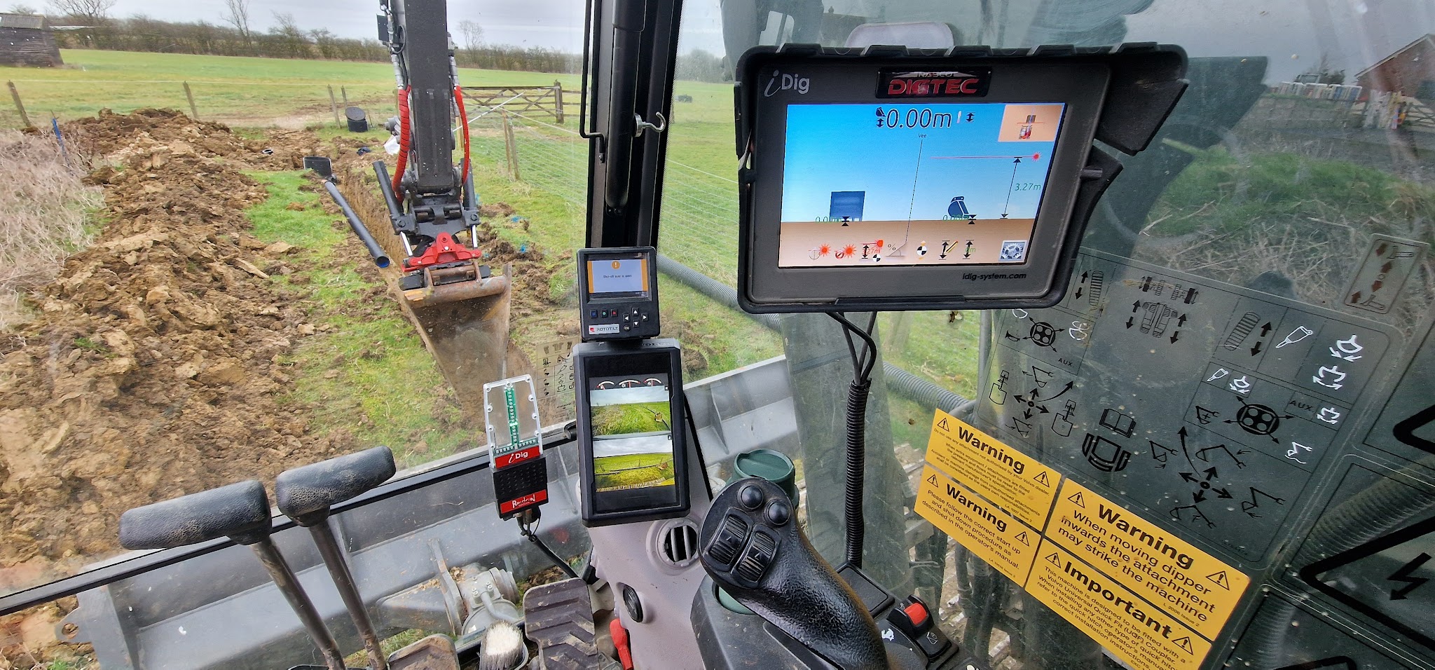 View from the cab while digging a trench