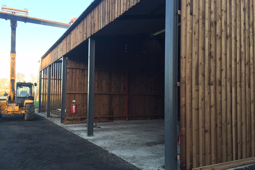 Steel framed timber barn on a new hardstanding