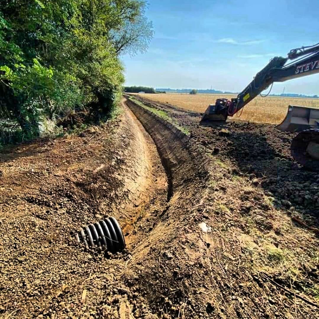 Culvert pipe laid in a ditch